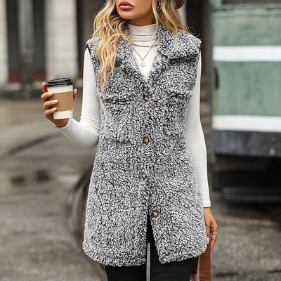 Lässige Plüsch Weste Cardigan