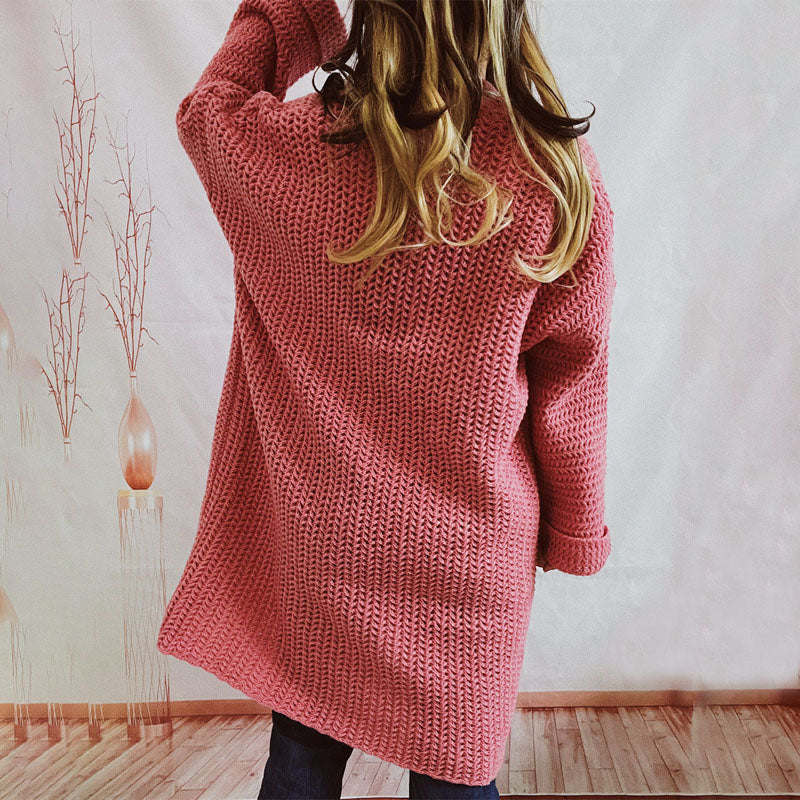 Lässige einfarbige Strickjacke