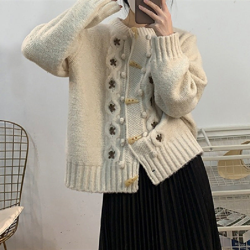 Lässiger Floral Strickcardigan