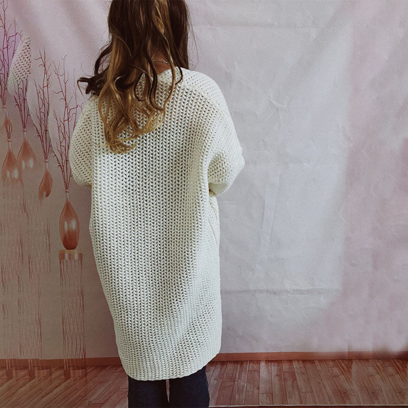 Lässige einfarbige Strickjacke