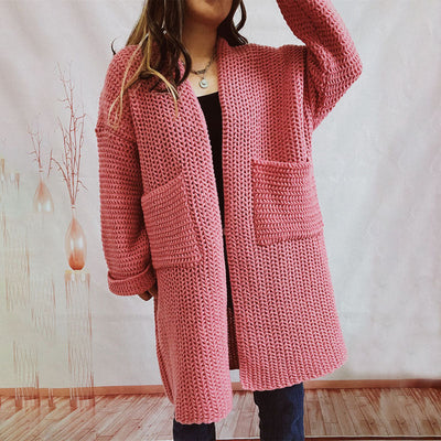 Lässige einfarbige Strickjacke