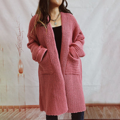 Lässige einfarbige Strickjacke