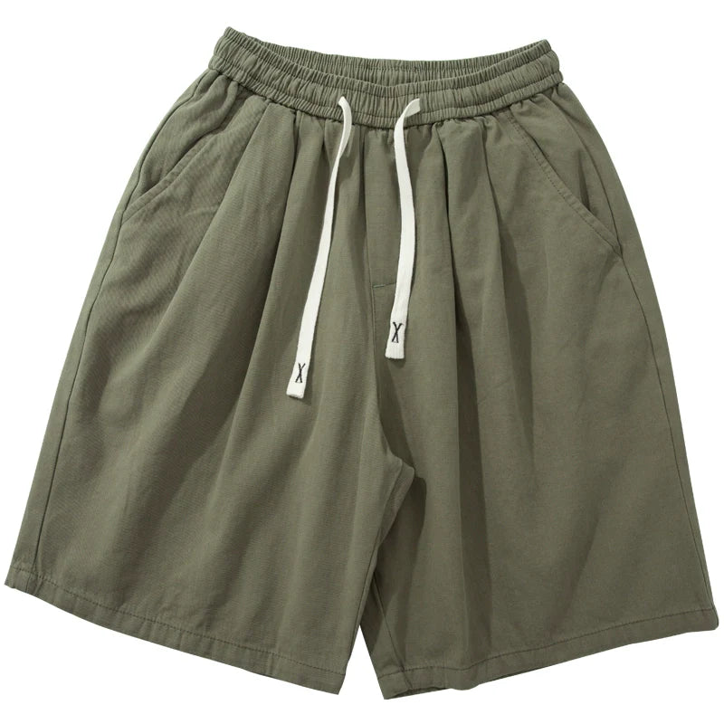 Baumwoll-Elastische Kordelzug Gerade Lockere Freizeitshorts