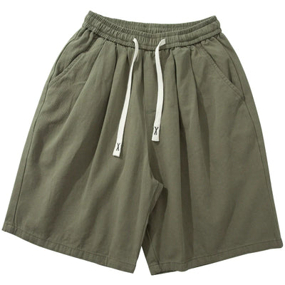Baumwoll-Elastische Kordelzug Gerade Lockere Freizeitshorts
