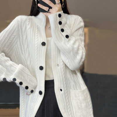 Lässiger einfarbiger Strickcardigan