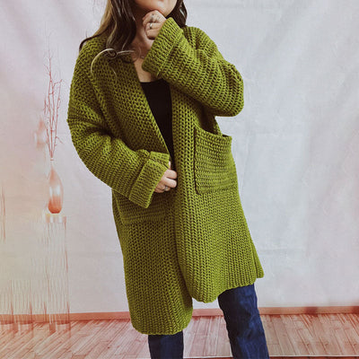 Lässige einfarbige Strickjacke