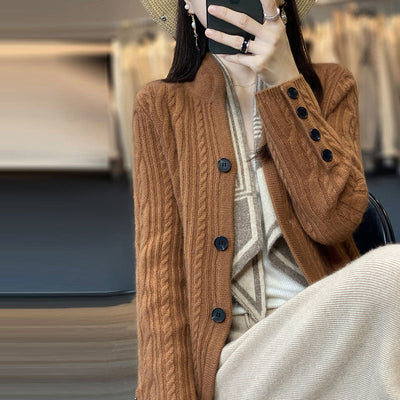 Lässiger einfarbiger Strickcardigan