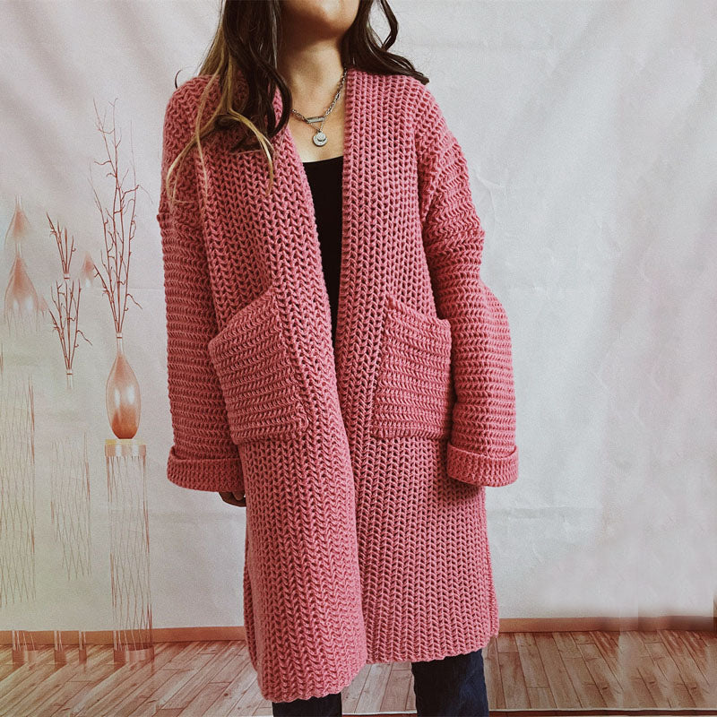 Lässige einfarbige Strickjacke