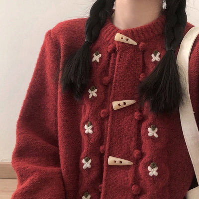 Lässiger Floral Strickcardigan