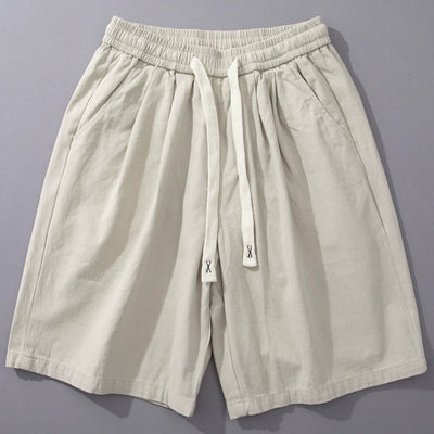Baumwoll-Elastische Kordelzug Gerade Lockere Freizeitshorts