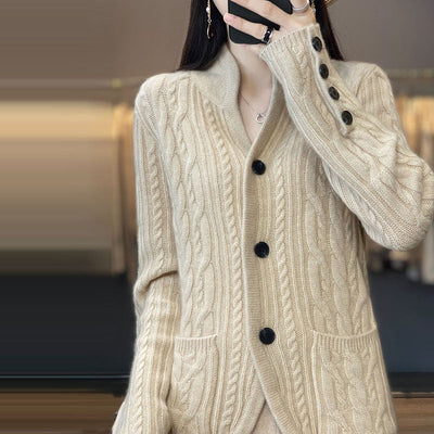 Lässiger einfarbiger Strickcardigan