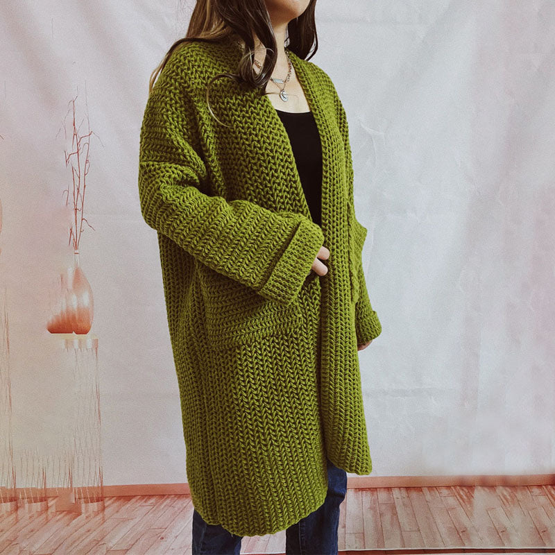 Lässige einfarbige Strickjacke