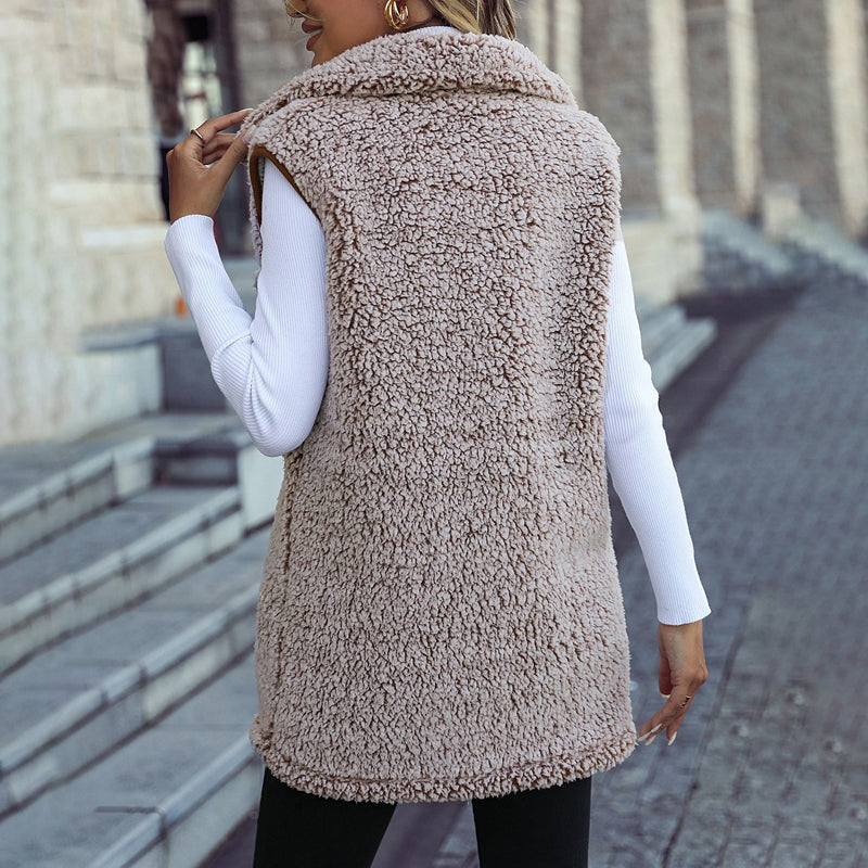 Lässige Plüsch Weste Cardigan