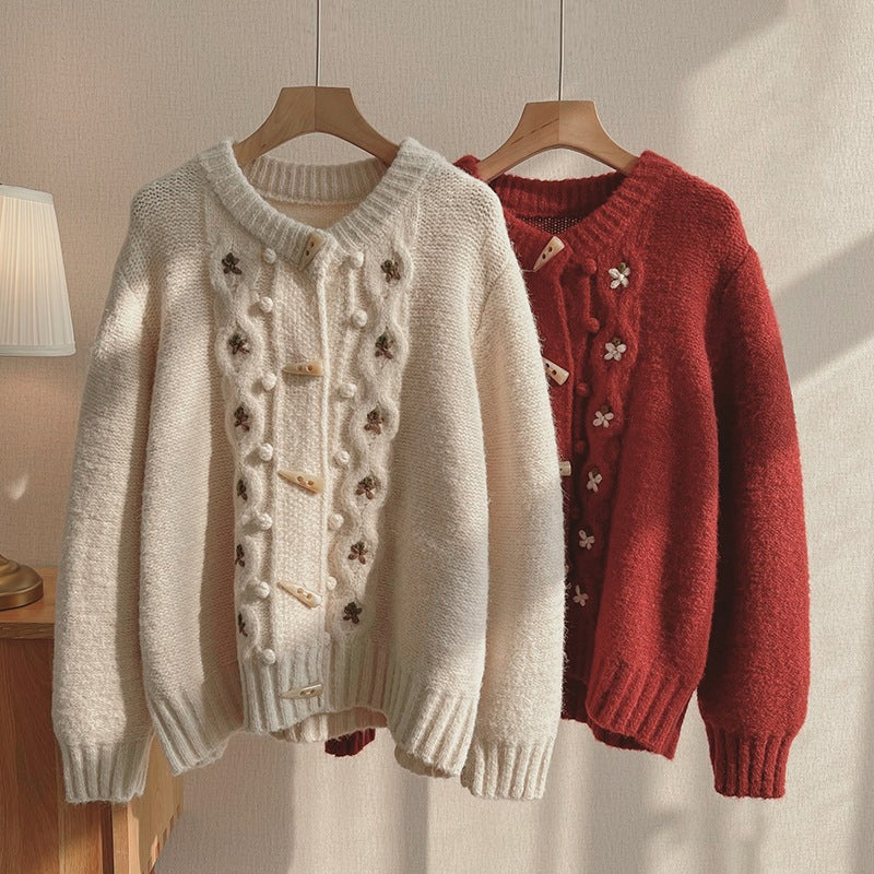 Lässiger Floral Strickcardigan