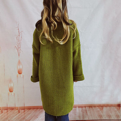 Lässige einfarbige Strickjacke