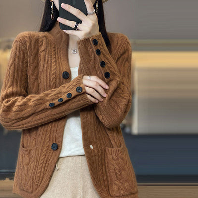 Lässiger einfarbiger Strickcardigan
