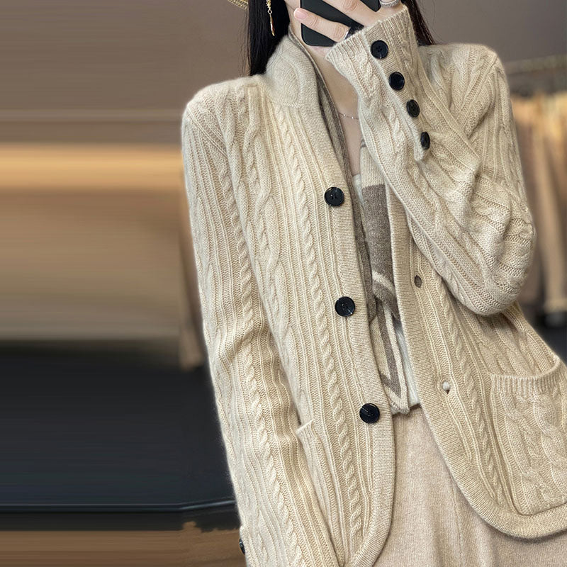 Lässiger einfarbiger Strickcardigan