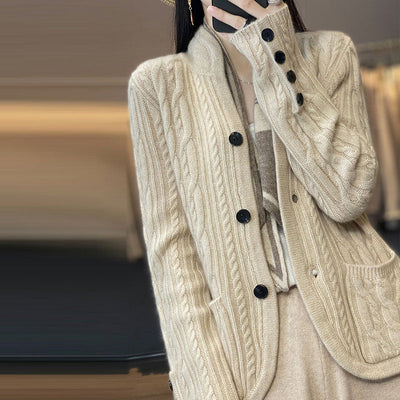 Lässiger einfarbiger Strickcardigan