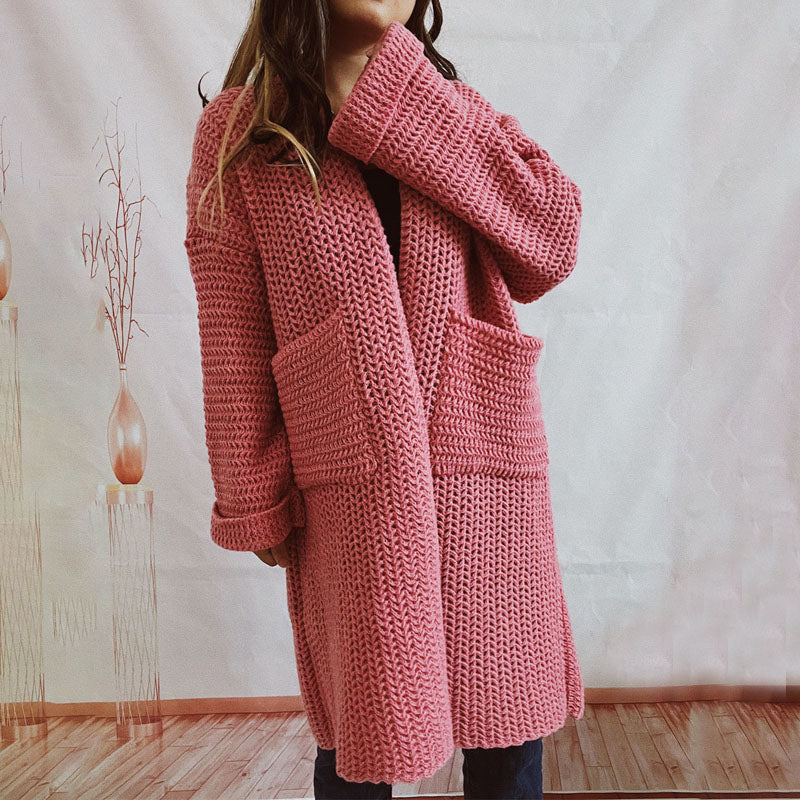 Lässige einfarbige Strickjacke