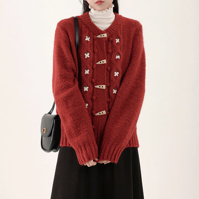 Lässiger Floral Strickcardigan