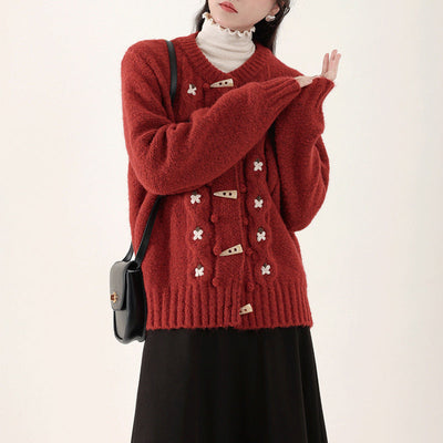 Lässiger Floral Strickcardigan