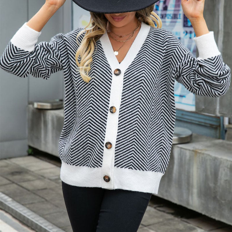 Lässiger gestreifter Cardigan