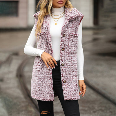 Lässige Plüsch Weste Cardigan