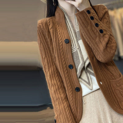 Lässiger einfarbiger Strickcardigan