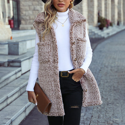Lässige Plüsch Weste Cardigan