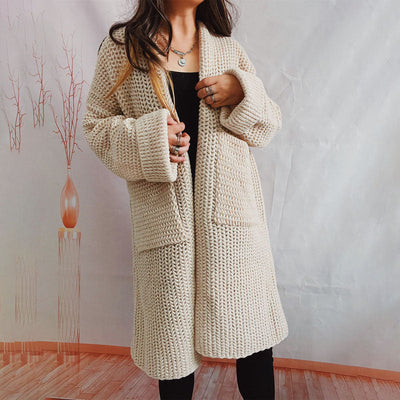 Lässige einfarbige Strickjacke
