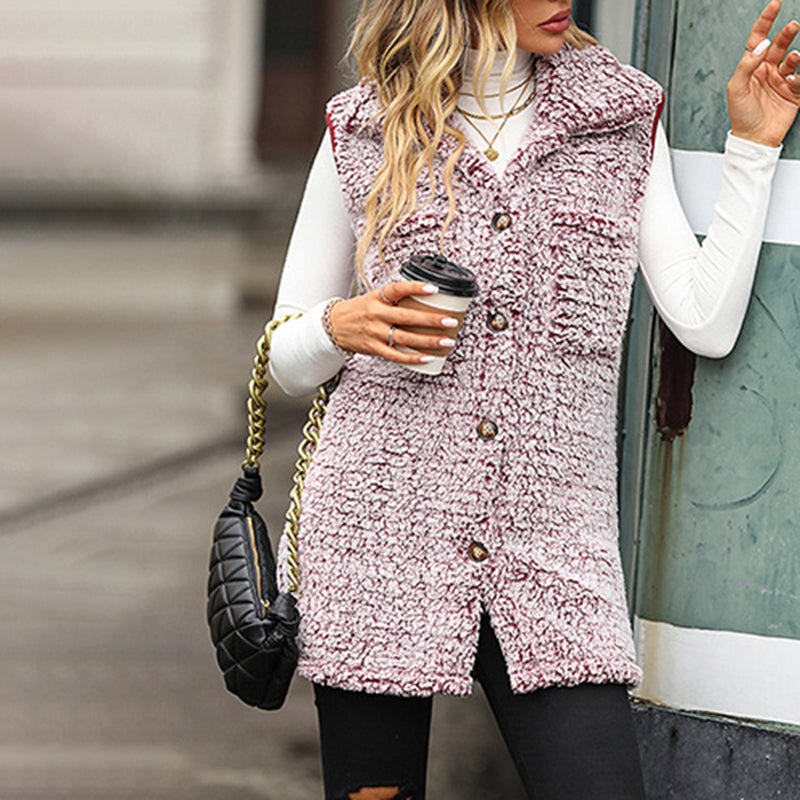 Lässige Plüsch Weste Cardigan