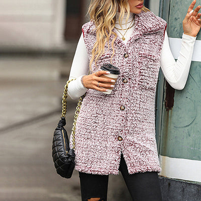 Lässige Plüsch Weste Cardigan