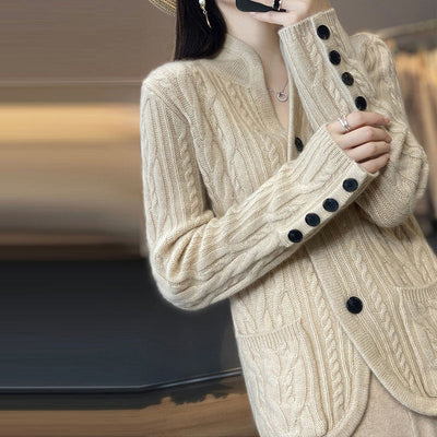 Lässiger einfarbiger Strickcardigan