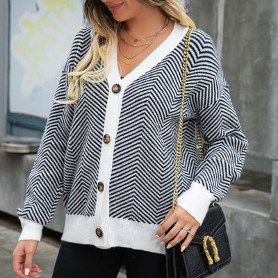 Lässiger gestreifter Cardigan
