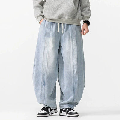 Japanische Retro Machete Denim Lockere Weitbein-Harem-Hose