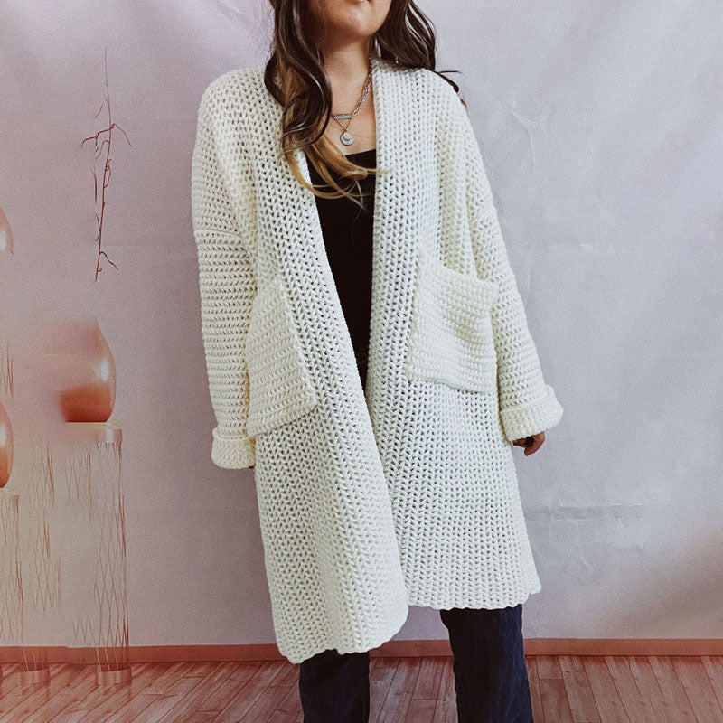 Lässige einfarbige Strickjacke