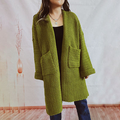 Lässige einfarbige Strickjacke