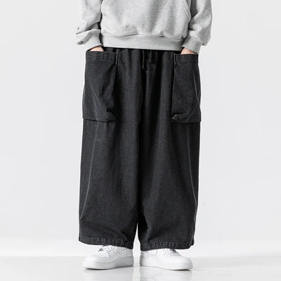 Japanische Retro Weite Jeans mit großen Taschen