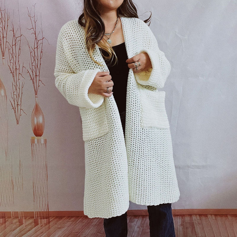 Lässige einfarbige Strickjacke