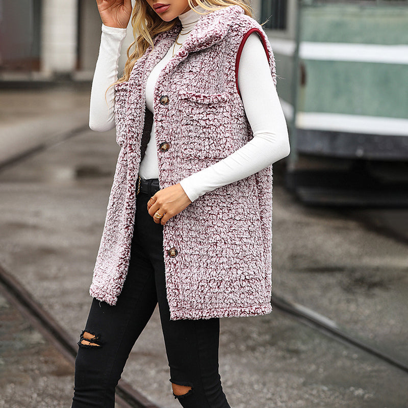 Lässige Plüsch Weste Cardigan