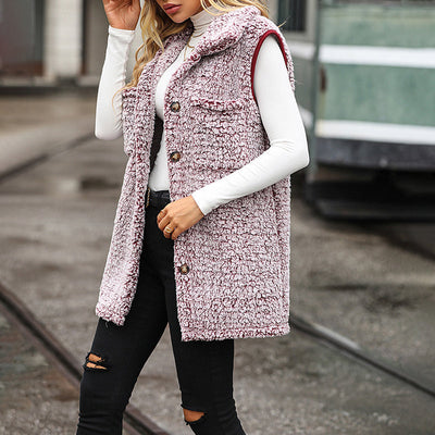 Lässige Plüsch Weste Cardigan