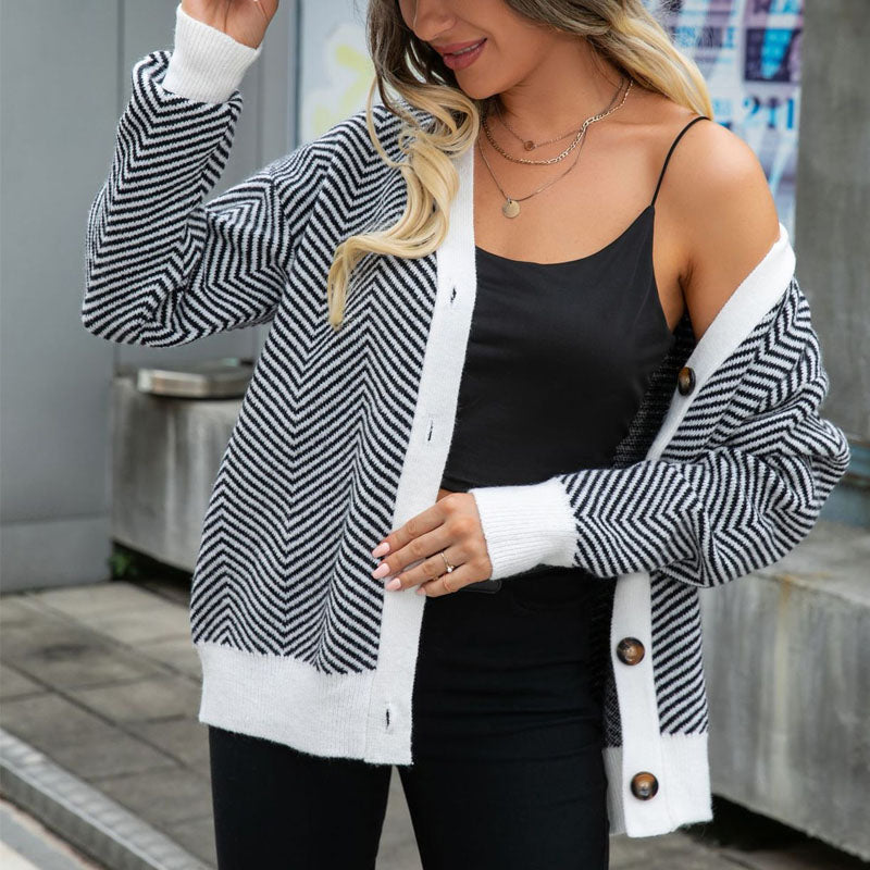 Lässiger gestreifter Cardigan