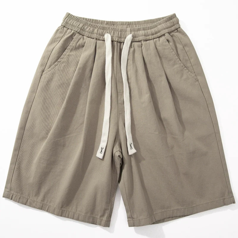 Baumwoll-Elastische Kordelzug Gerade Lockere Freizeitshorts