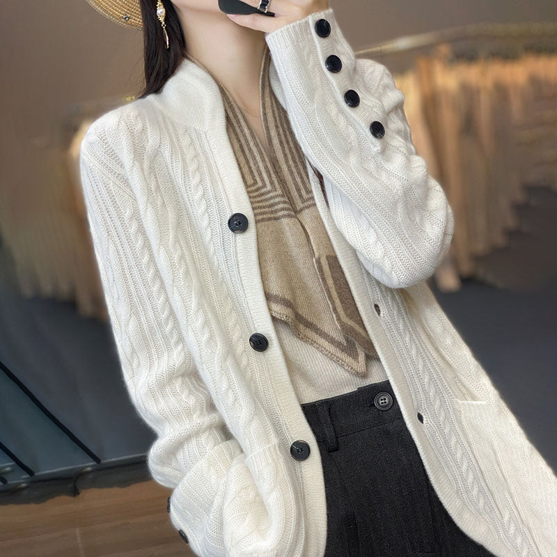 Lässiger einfarbiger Strickcardigan