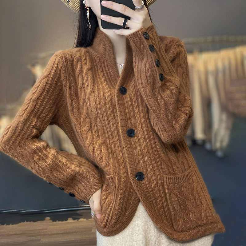 Lässiger einfarbiger Strickcardigan