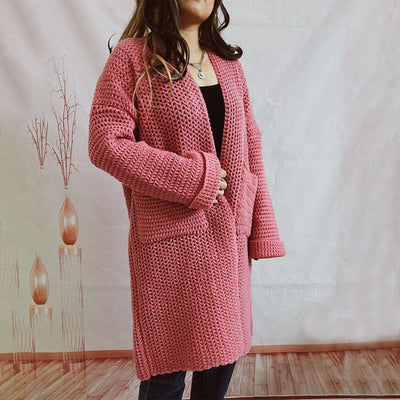 Lässige einfarbige Strickjacke