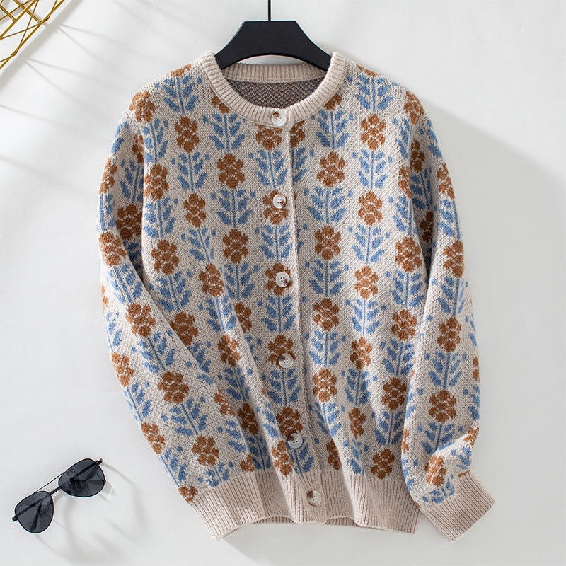 Vintage Floral Strickjacke