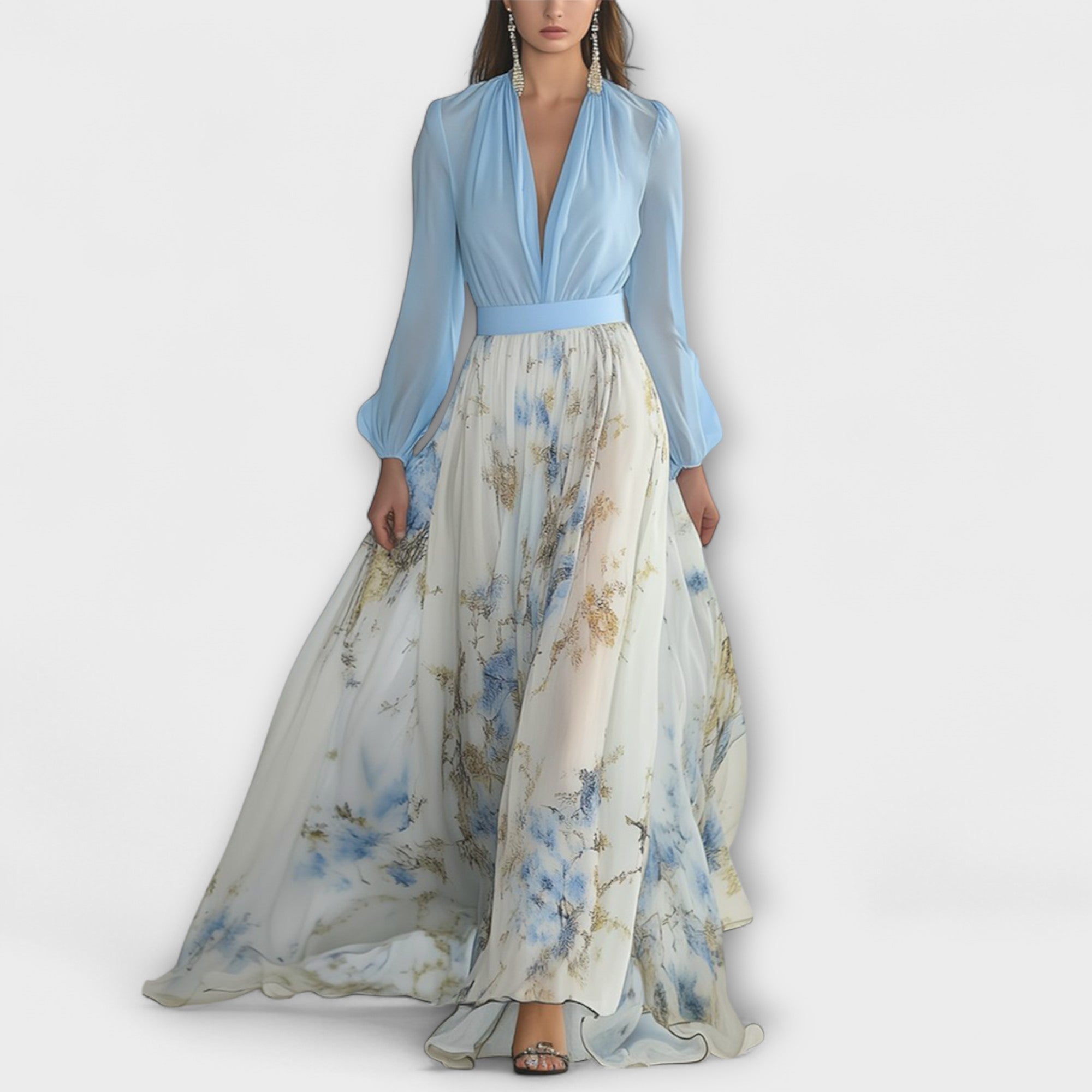 Cora – Floral V-neck Maxi Dress