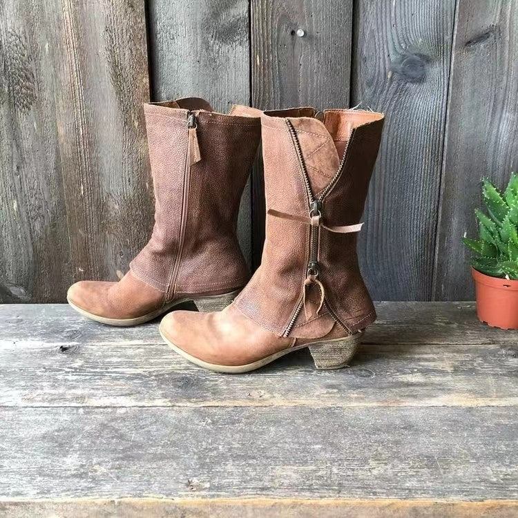 Lourdes | Damen Winter Cowgirl Stiefel mit Warmfutter und Absatz
