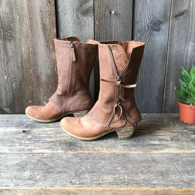 Lourdes | Damen Winter Cowgirl Stiefel mit Warmfutter und Absatz